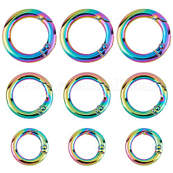 Gorgecraft 12 pièces 3 anneaux de porte à ressort en alliage de couleur arc-en-ciel, pour la décoration d'ornements de sac à main, anneau, 19.6~28x3.8~4mm, Trou: 12~19mm, 4 pièces / style
