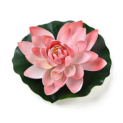 Fleurs de lotus en plastique artificiel, pour la décoration de mariage de jardin d'aquarium, cramoisi, 285~289x285~289x88~90mm, Trou: 9.8x4.8mm