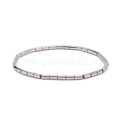 Стеклянная колонна из бисера эластичный браслет для женщин, платина, внутренний диаметр: 2-3/8 дюйм (5.9 см)