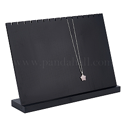 Деревянные стойки дисплея ожерелья, держатель органайзера для ожерелий с основанием, прямоугольные, чёрные, готовый продукт: 8x37x27 см