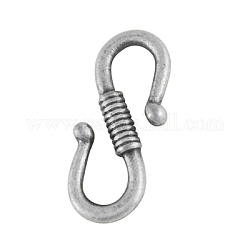 Alloy S-Hook Clasps, Lead Free, Antique Silver, 23.5x11x3mm