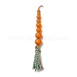 Décorations de pendentifs en perles de bois de pâques, décorations suspendues avec pompons et corde de chanvre, forme de carotte, orange foncé, 245mm