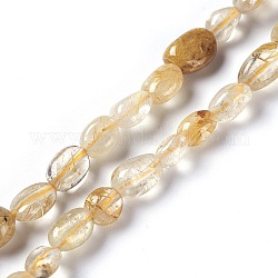 Oro naturale perle di quarzo rutilato fili, pietra burrattata, pepite, 6~10x5~7mm, Foro: 1 mm, circa 54pcs/filo, 15.5 pollice (39.5 cm)