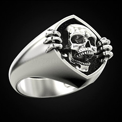 Кольца из сплава черепа, готическое массивное кольцо для мужчин, платина, размер США 10 (19.8 мм)
