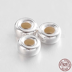 Rondelle 925 cuentas espaciadoras de plata esterlina, plata, 4x2mm, agujero: 2 mm, aproximamente 222 unidades / 20 g