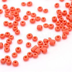 Perles rocailles en verre opaque mat, ronde, corail, 4~5x2.5~5mm, Trou: 1mm, environ 4500 pcs / sachet , 440~450 g / sac