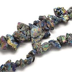 Nuggets Natural Druzy Electroplate Crystal Agate Graduated Beads Strand, Multi-color Plated, 8~25x8~25mm, Hole: 1.5mm, 16.5inch