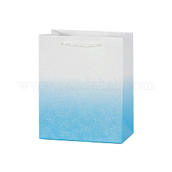 Rechteckige Heißprägepapierhandtaschen, mit Baumwollgriff, für Geschenk-Verpackung, Deep-Sky-blau, 18x23x10 cm