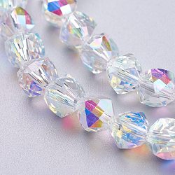 Perle di cristallo austriache imitazione di vetro, tondo sfaccettato, chiaro ab, 7x7.5x7.5mm, Foro: 1.2 mm