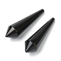 Natürliche schwarze Obsidian Perlen, Heilsteine, Reiki-Energieausgleichs-Meditationstherapiestab, kein Loch / ungekratzt, für Draht umwickelt Anhänger Herstellung, Kugel, 51.5~56x14.7~16.2 mm