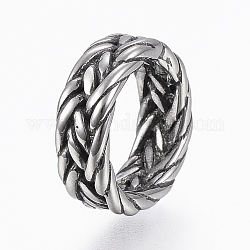304 perline in acciaio inossidabile, anelli, argento antico, 15.5x5mm, Foro: 11.5 mm