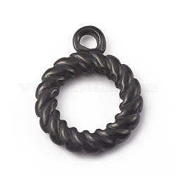 304 Stainless Steel Toggle Clasps Parts, Ring, Electrophoresis Black, 18.8x14.8x2.8mm, Hole: 2.2mm