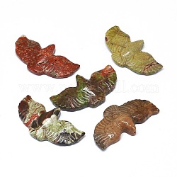 Naturelles perles jaspe océan, la moitié foré, oiseau, 26~27x49~50x8~8.5mm, Trou: 1.2~1.4mm