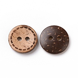 Pulsanti rotondi con 2 buche, bottone di cocco, Burlywood, circa15 mm di diametro