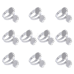 Chgcraft 10 шт. латунная прокладка кольцо настройки, чашки с двойным полым краем, плоско-круглые, серебряные, размер США 10 1/2 (20.1 мм), лоток : 12.5 мм