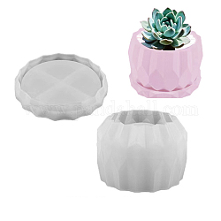Moules en silicone pour vase rond et plateau bricolage, moules de résine, pour la résine UV, fabrication artisanale de résine époxy, blanc, 97~98x17~64mm