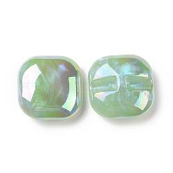 Perles acryliques opaques, de couleur plaquée ab , carrée, vert de mer foncé, 34.5x34.5x14mm, Trou: 3mm