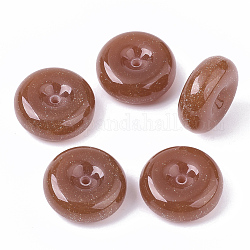 Perles en résine, avec de la poudre de paillettes, rondelle, Sienna, 25x10mm, Trou: 2mm