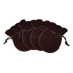 Бархатные сумки, мешочки для украшений в форме калебаса на шнурке, кокосового коричневый, 9x7 см