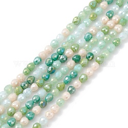 Brins de perles de verre de galvanoplastie de couleur dégradée, de couleur plaquée ab , facette, larme, vert de mer foncé, 4.6x4mm, Trou: 1mm, Environ 99~101 pcs/chapelet, 18.19~18.5 pouce (46.2~47 cm)