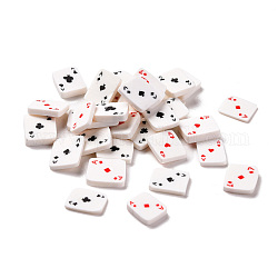 Perles en pâte polymère manuel, mini-carte à jouer, sans trou, rectangle avec as de pique ou as de cœur ou as de carreau ou as de trèfle, couleur mixte, 9~9.5x6~7x1.5~2.5mm, environ 1176 pcs/200 g
