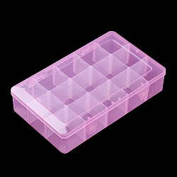 Пластмассовый шарик контейнеры, регулируемая коробка делителей, съемные отсеки 15, прямоугольные, розовый жемчуг, 27.5x16.5x5.7 см