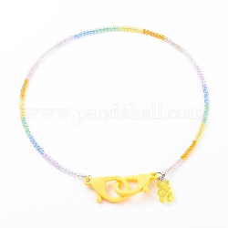 Персонализированные радужные гальванические ожерелья со стеклянными бусинами, цепочки для очков, цепочки для сумочек, с подвесками из смолы и пластиковыми застежками в виде когтей лобстера, желтые, 19.49 дюйм (49.5 см)
