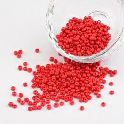 8/0 couleurs opaques perles de graines de verre rond, rouge, taille: environ 3mm de diamètre, Trou: 1 mm, environ 1101 pcs/50 g