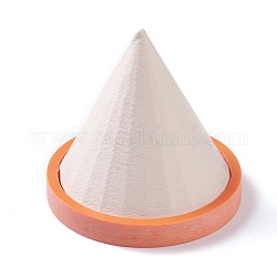 Resin Artificial Marble Bracelet Displays, with PU Leather, Cone, Light Salmon, 9x8.3cm
