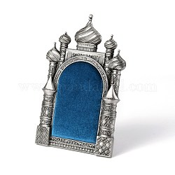 Affichage de boucle d'oreille de fer, présentoir à bijoux, avec des accessoires en polyester, château de la couronne, platine, 10.7x15.9x22 cm