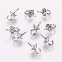 201 Edelstahl-Bügelanhänger für halbgebohrte Perlen, Edelstahl Farbe, 10x5 mm, Bohrung: 2 mm, Stift: 1 mm