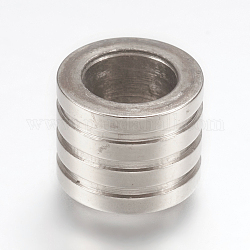 304 perline in acciaio inossidabile, perline con foro grande, scanalato, colonna, colore acciaio inossidabile, 10x8mm, Foro: 7 mm