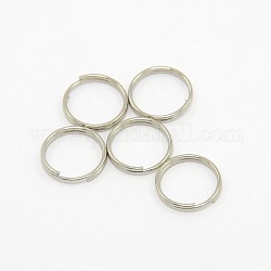 Iron Split Rings, Double Loops Jump Rings, Cadmium Free & Lead Free, Platinum, 10x1.4mm, about 8.6mm inner diameter, about 4160pcs/Kg