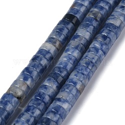 Hebras de cuentas de jaspe de punto azul natural, abalorios heishi, Disco redondo plano, 6x3mm, agujero: 1 mm, aproximamente 119~131 pcs / cadena, 14.76~15.74 pulgada (37.5~40 cm)