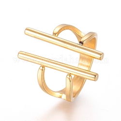 ユニセックス304ステンレススチールフィンガー指輪  カフスリング  オープンリング  ゴールドカラー  サイズ7  17mm