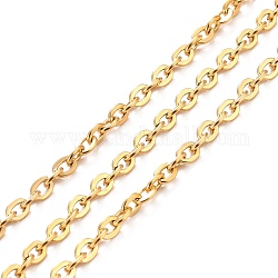 Vacuum Plating 304 Stainless Steel Cable Chains, Oval, Unwelded, with Spool, Golden, 5x4x0.5mm, about 32.81 Feet(10m)/Roll