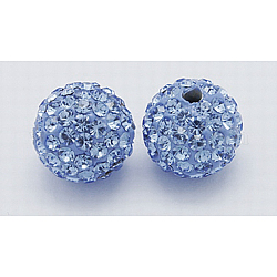 Perline rhinestone grado a, perline palla di disco, resina e caolino, tondo, blu, PP11 (1.7~1.8mm), 10mm, Foro: 1.5 mm