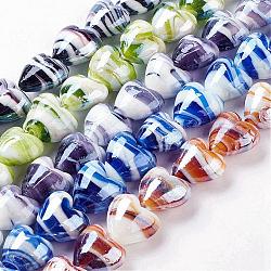 Perles vernissées manuelles, fabrication de bijoux pour la fête des mères, cœur, colorées, 20x20mm, Trou: 2mm