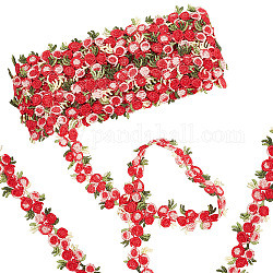 Gorgecraft 5 yards fiore trim nastro floreale fai da te applique in pizzo cucito mestiere pizzo bordo trim per abiti da sposa abbellimento fai da te partito decor vestiti, rosso