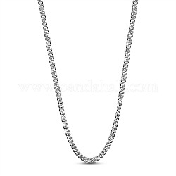 SHEGRACE Rhodium Plated 925 Sterling Silver Curb Chain Necklaces, with Spring Ring Clasps, Platinum, 5.74 inch(40cm), 2mm