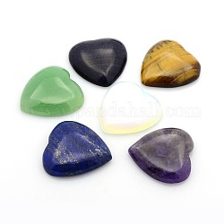 Cabochons de pierres précieuses mélangées naturelles et synthétiques, cœur, 29~30x29~30x6~8mm
