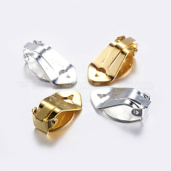 Impostazioni di orecchini a clip in ottone, con pad piatto rotondo, colore misto, vassoio: 14x11mm, 21x11x7mm
