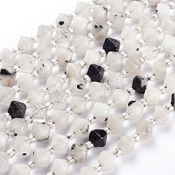 Quartz naturel tourmaliné / perles de quartz rutile noires, facette, avec des perles de rocaille, Toupie, 9x7mm, Trou: 1.2mm, Environ 35~40 pcs/chapelet, 15.75~16.53 pouce (40~42 cm)