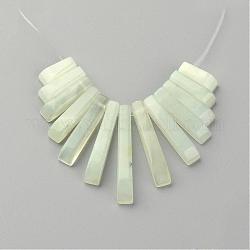 Natural New Jade Bead Strands, Graduated Fan Pendants, Focal Beads, Rectangle, 11~31x4~6x3~5mm, Hole: 1mm, about 13pcs/strand