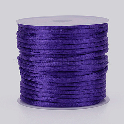 Нейлоновый шнур, атласный шнур, для изготовления украшений из бисера, китайское вязание, розовато-лиловый, 1.5 мм, около 16.4 ярда (15 м) / рулон