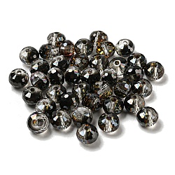 Perline di vetro palccato, rondelle, nero, 8x6mm, Foro: 1.6 mm, 100pcs/scatola