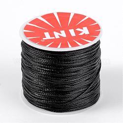 Cordons ronds de polyester paraffiné, cordon torsadé, noir, 0.5mm, environ 115.92 yards (106 m)/rouleau