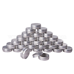 30 ml runde Aluminiumdosen, Aluminiumglas, Vorratsbehälter für Kosmetika, Kerzen, Süßigkeiten, mit Schraubdeckel, Silber, 5.2x2 cm, Kapazität: 30 ml (1.01 fl. oz)