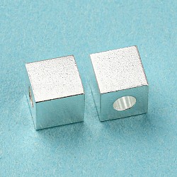 201 perla in acciaio inossidabile, cubo, argento, 6x6x6mm, Foro: 2.5 mm