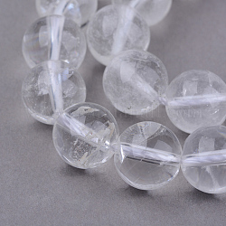 Natürlichem Quarz-Kristall-Perlen Stränge, Bergkristallperlen, Runde, 8~8.5 mm, Bohrung: 1 mm, ca. 47 Stk. / Strang, 15.5 Zoll